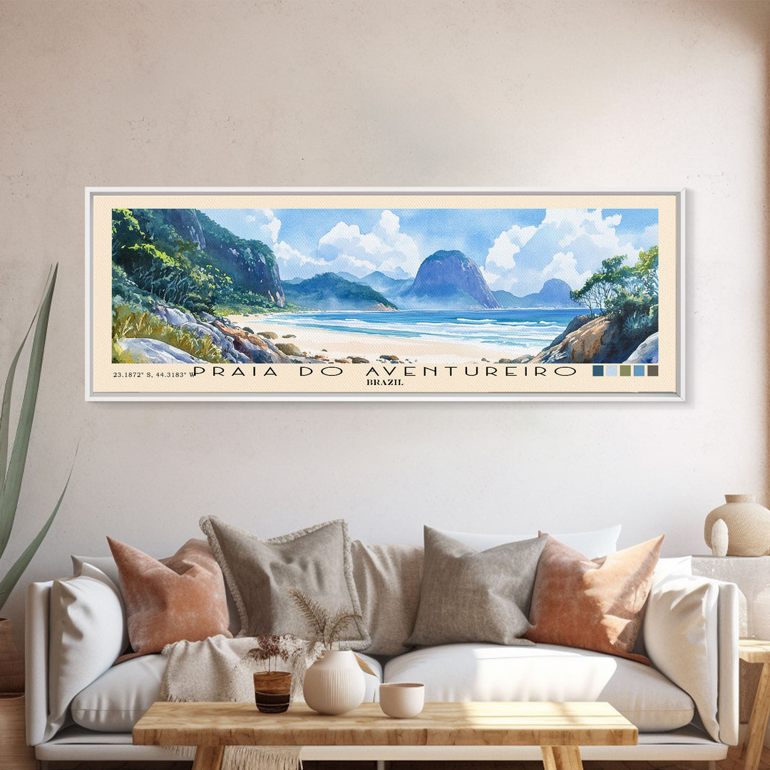 Praia do Aventureiro, Brazil Watercolor Print, Vacation Gift, Brazil Wall Art, Beach Painting, Beach Decor, Beach Or Lakehouse Art