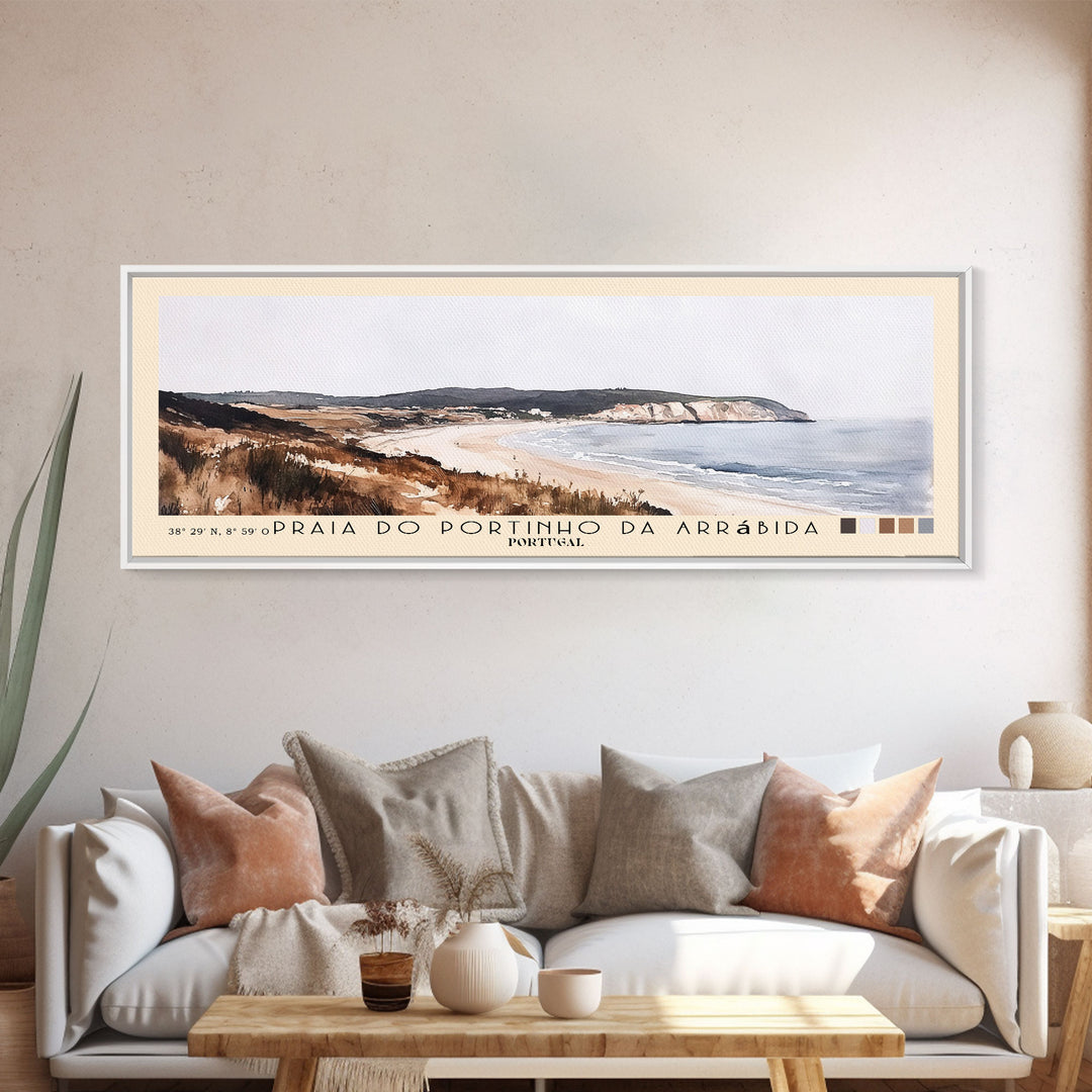 Praia do Portinho da Arrábida, Portugal Watercolor Beach Print, Vacation Gift, Portugal Wall Art, Beach Painting, Beach Decor, Beach Painting