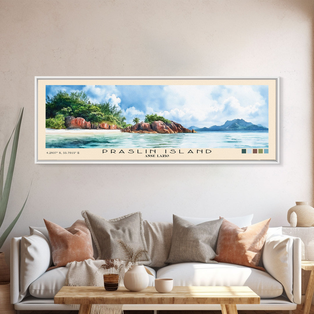 Praslin Island, Anse Lazio Watercolor Print, Vacation Gift, Anse Lazio Wall Art, Beach Painting, Beach Decor, Beach Or Lakehouse Art