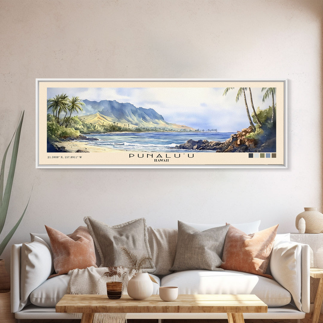 Punalu’u, Hawaii Watercolor Print, Vacation Gift, Hawaii Wall Art, Beach Painting, Beach Decor, Beach Or Lakehouse Art