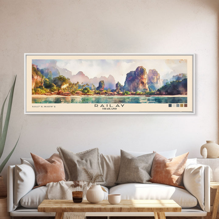 Railay, Thailand Watercolor Print, Vacation Gift, Thailand Wall Art, Vacation Wall Art, Vacatation Memories, Beach Decor, Beach Or Lakehouse Art