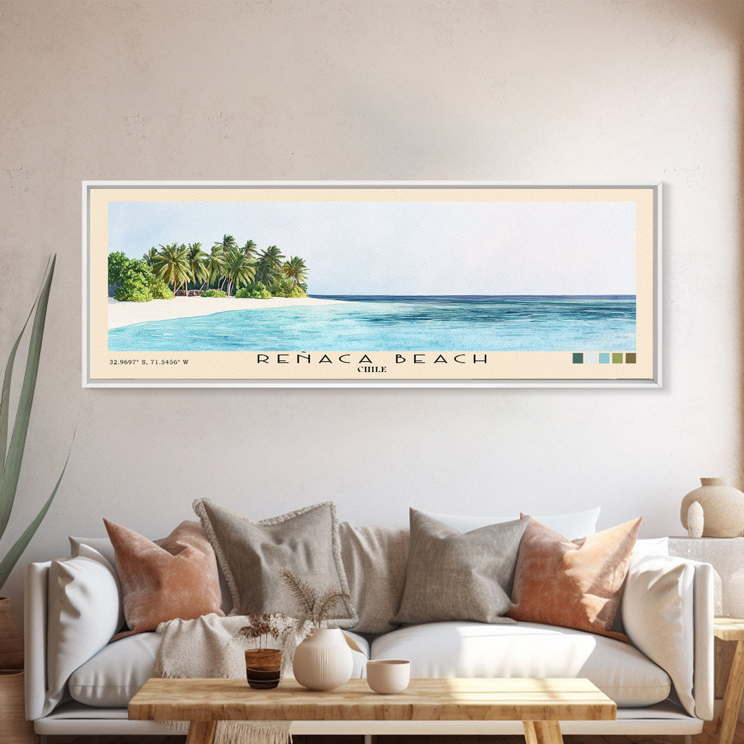 Reñaca beach, Chile Watercolor Print, Vacation Gift, Chile Wall Art, Vacation Wall Art, Vacatation Memories, Beach Decor, Beach Or Lakehouse Art