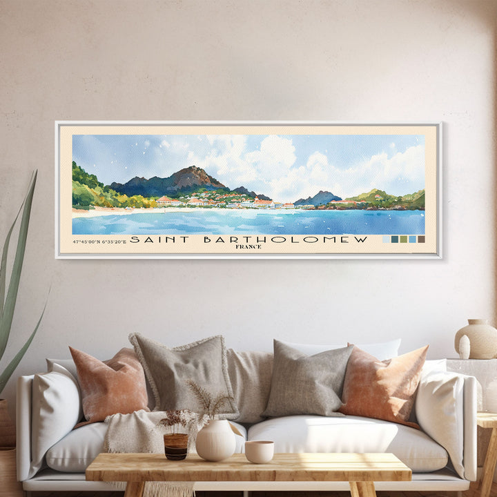 Saint Bartholomew, France Watercolor Print, Vacation Gift, France Wall Art, Beach Painting, Beach Decor, Beach Or Lakehouse Art
