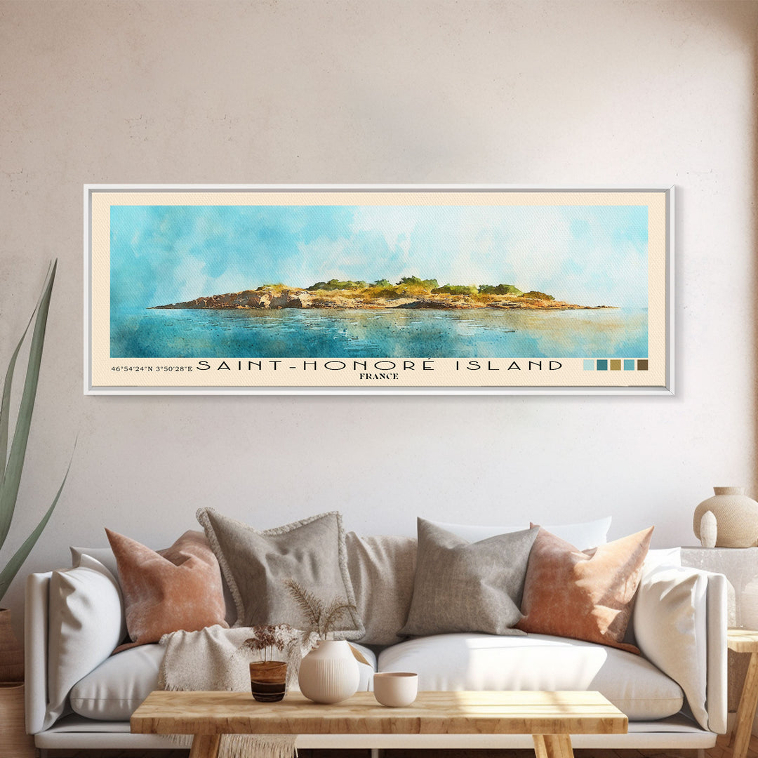 Saint-Honoré Island, France Watercolor Print, Vacation Gift, France Wall Art, Beach Painting, Beach Decor, Beach Or Lakehouse Art