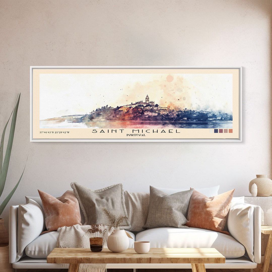 Saint Michael, Portugal Watercolor Print, Vacation Gift, Portugal Wall Art, Vacation Wall Art, Vacatation Memories, Beach Decor, Beach Or Lakehouse Art
