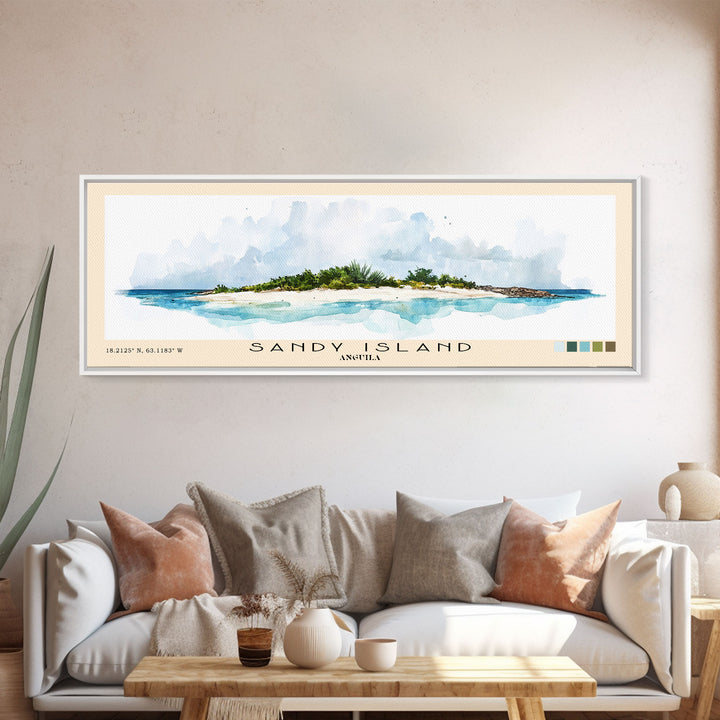 Sandy Island, Anguila Watercolor Print, Vacation Gift, Anguila Wall Art, Vacation Wall Art, Vacatation Memories, Beach Decor, Beach Or Lakehouse Art