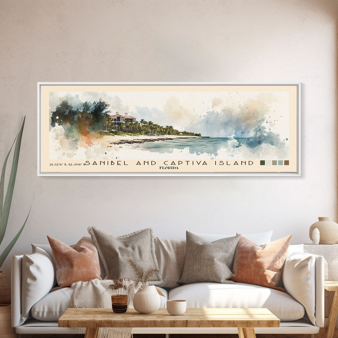 Sanibel and Captiva Island, Florida Watercolor Beach Print, Vacation Gift, Florida Wall Art, Beach Painting, Beach Decor, Beach Painting