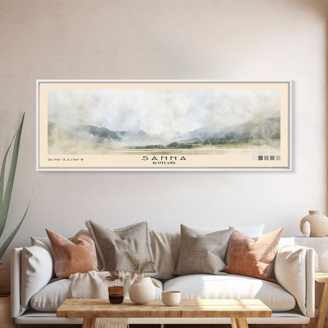 Sanna, Scotland Watercolor Print, Vacation Gift, Scotland Wall Art, Beach Painting, Beach Decor, Large Wall Art, Wood Frame Art