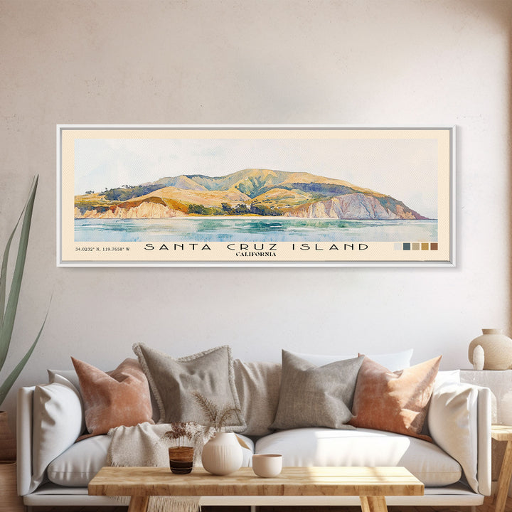 Santa Cruz Island, California Watercolor Print, Vacation Gift, California Wall Art, Beach Painting, Beach Decor, Beach Or Lakehouse Art