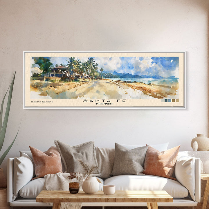 Santa Fe, Philippines Watercolor Beach Print, Vacation Gift, Philippines Wall Art, Beach Painting, Beach Decor, Beach Painting