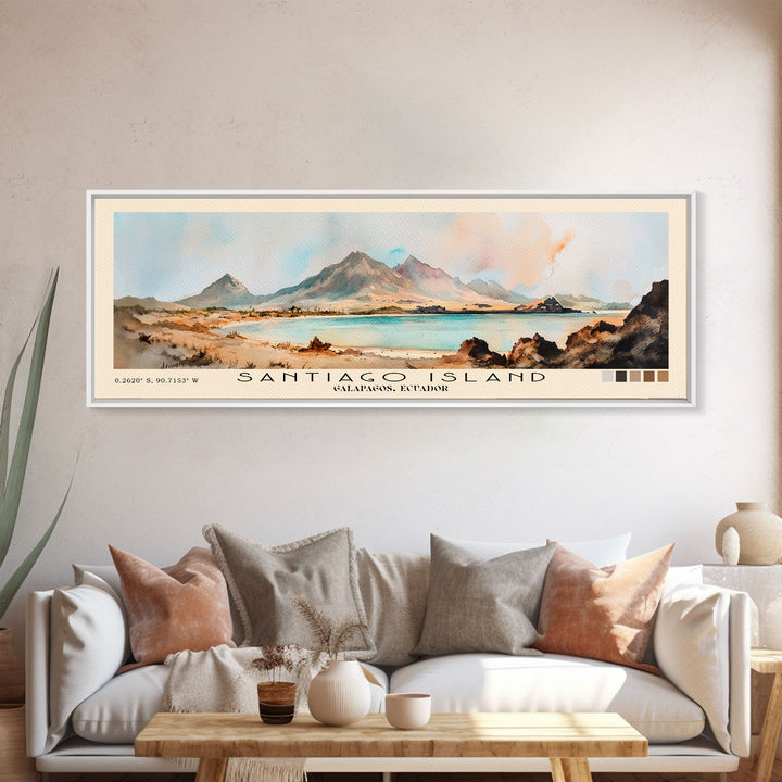 Santiago Island, Galapagos, Ecuador Watercolor Print, Vacation Gift, Galapagos, Ecuador Wall Art, Beach Painting, Beach Decor, Beach Or Lakehouse Art