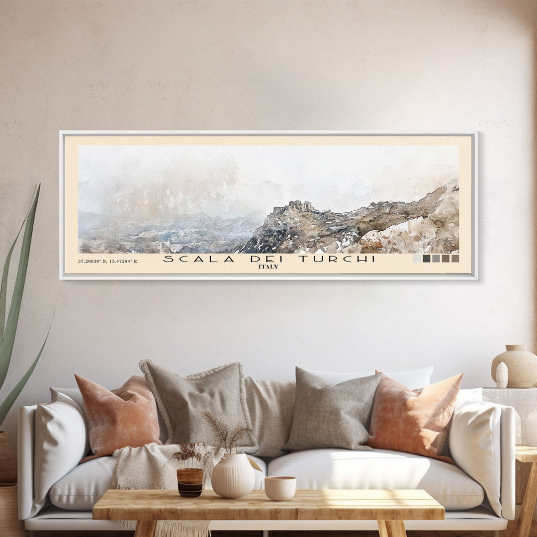 Scala dei Turchi, Italy Watercolor Print, Vacation Gift, Italy Wall Art, Vacation Wall Art, Vacatation Memories, Beach Decor, Beach Or Lakehouse Art