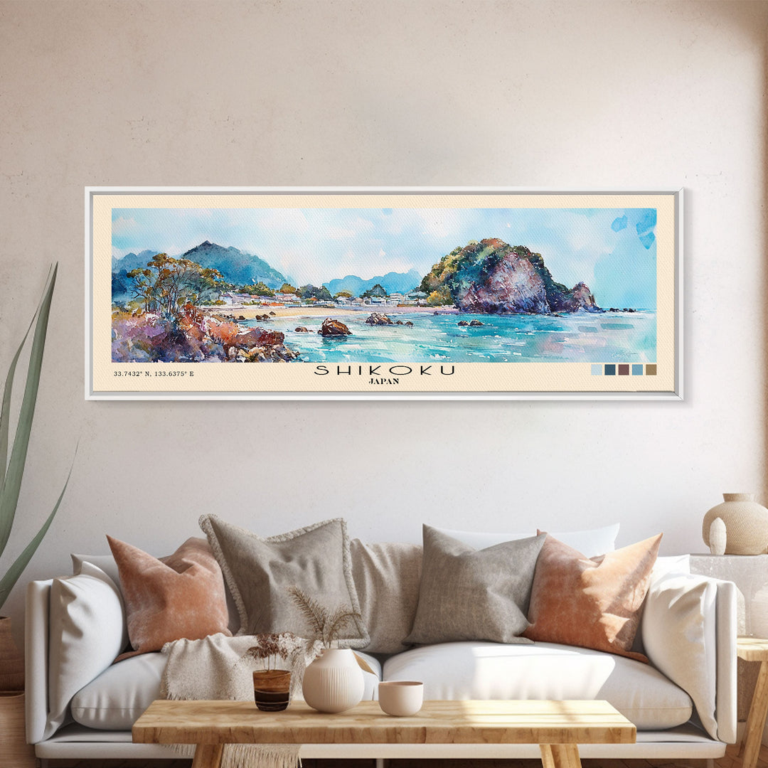 Shikoku, Japan Watercolor Print, Vacation Gift, Japan Wall Art, Vacation Wall Art, Vacatation Memories, Beach Decor, Beach Or Lakehouse Art