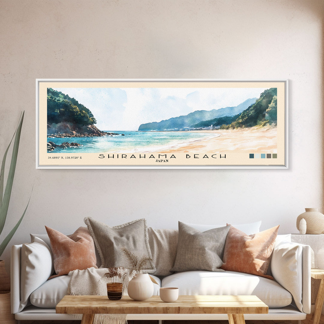 Shirahama Beach, Japan Watercolor Print, Vacation Gift, Japan Wall Art, Beach Painting, Beach Decor, Beach Or Lakehouse Art