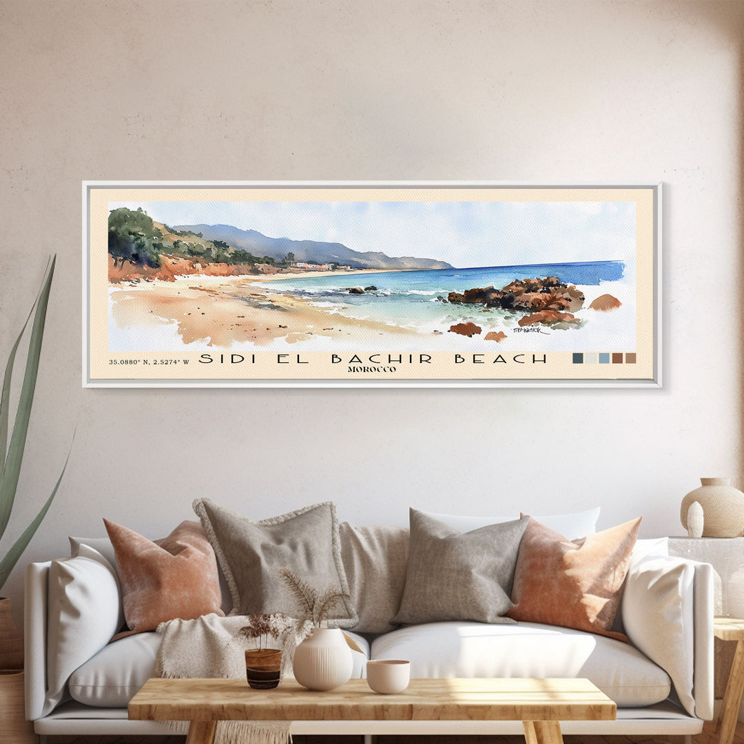 Sidi El Bachir beach, Morocco Watercolor Print, Vacation Gift, Morocco Wall Art, Vacation Wall Art, Vacatation Memories, Beach Decor, Beach Or Lakehouse Art