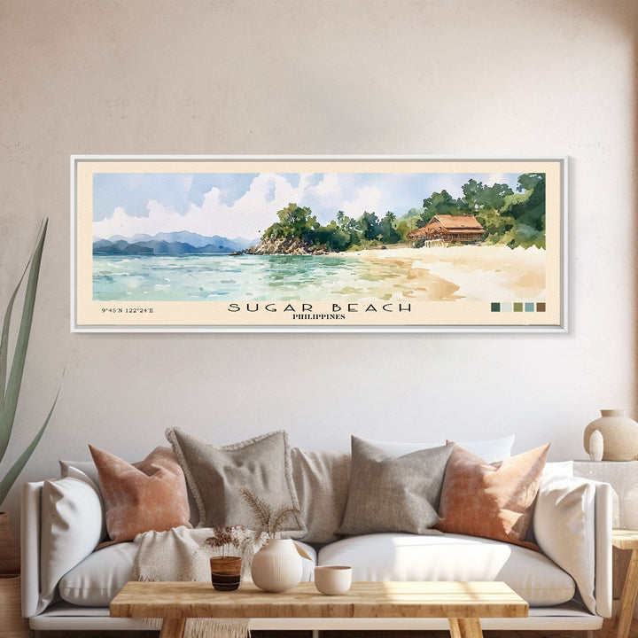 Sugar Beach, Philippines Watercolor Print, Vacation Gift, Philippines Wall Art, Vacation Wall Art, Vacatation Memories, Beach Decor, Beach Or Lakehouse Art