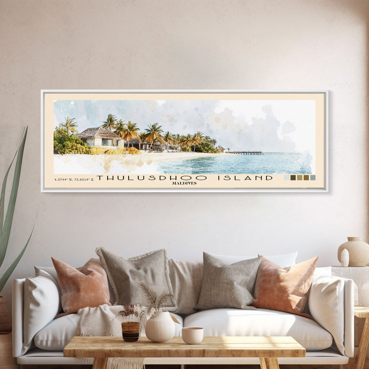 Thulusdhoo Island, Maldives Watercolor Print, Vacation Gift, Maldives Wall Art, Beach Painting, Beach Decor, Beach Or Lakehouse Art