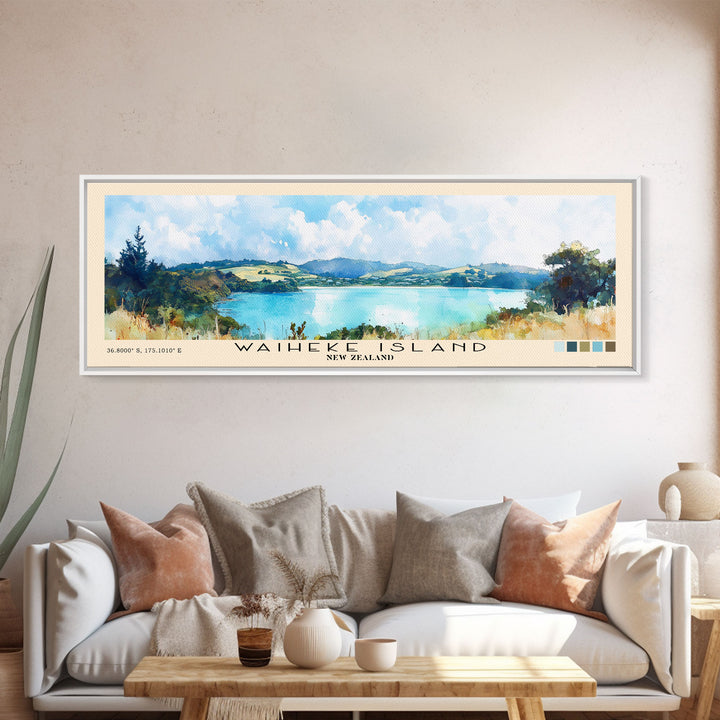 Waiheke Island, New Zealand Watercolor Print, Vacation Gift, New Zealand Wall Art, Vacation Wall Art, Vacatation Memories, Beach Decor, Beach Or Lakehouse Art
