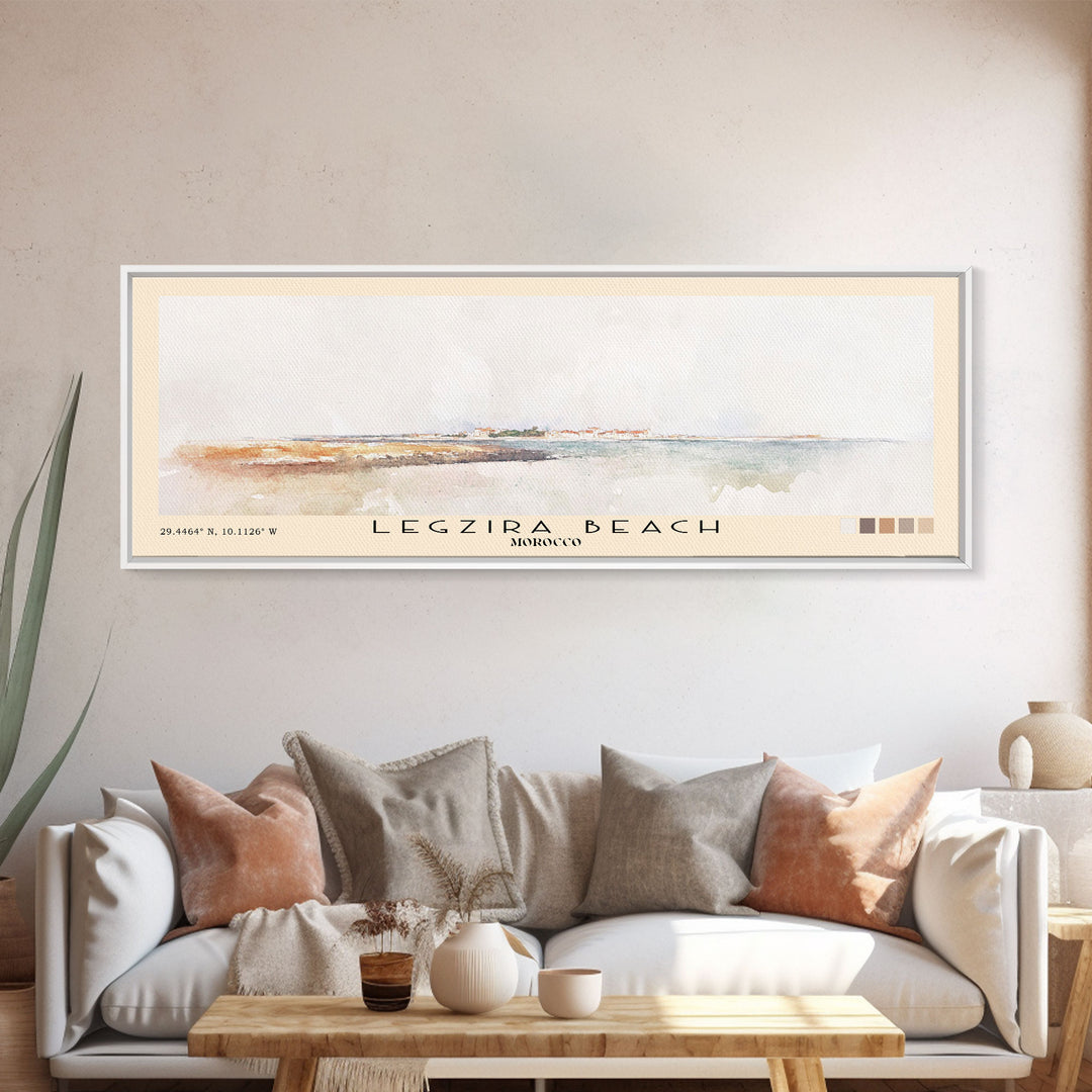 Legzira Beach, Morocco Watercolor Beach Print, Vacation Gift, Morocco Wall Art, Framed Canvas Print, Framed Beach Painting
