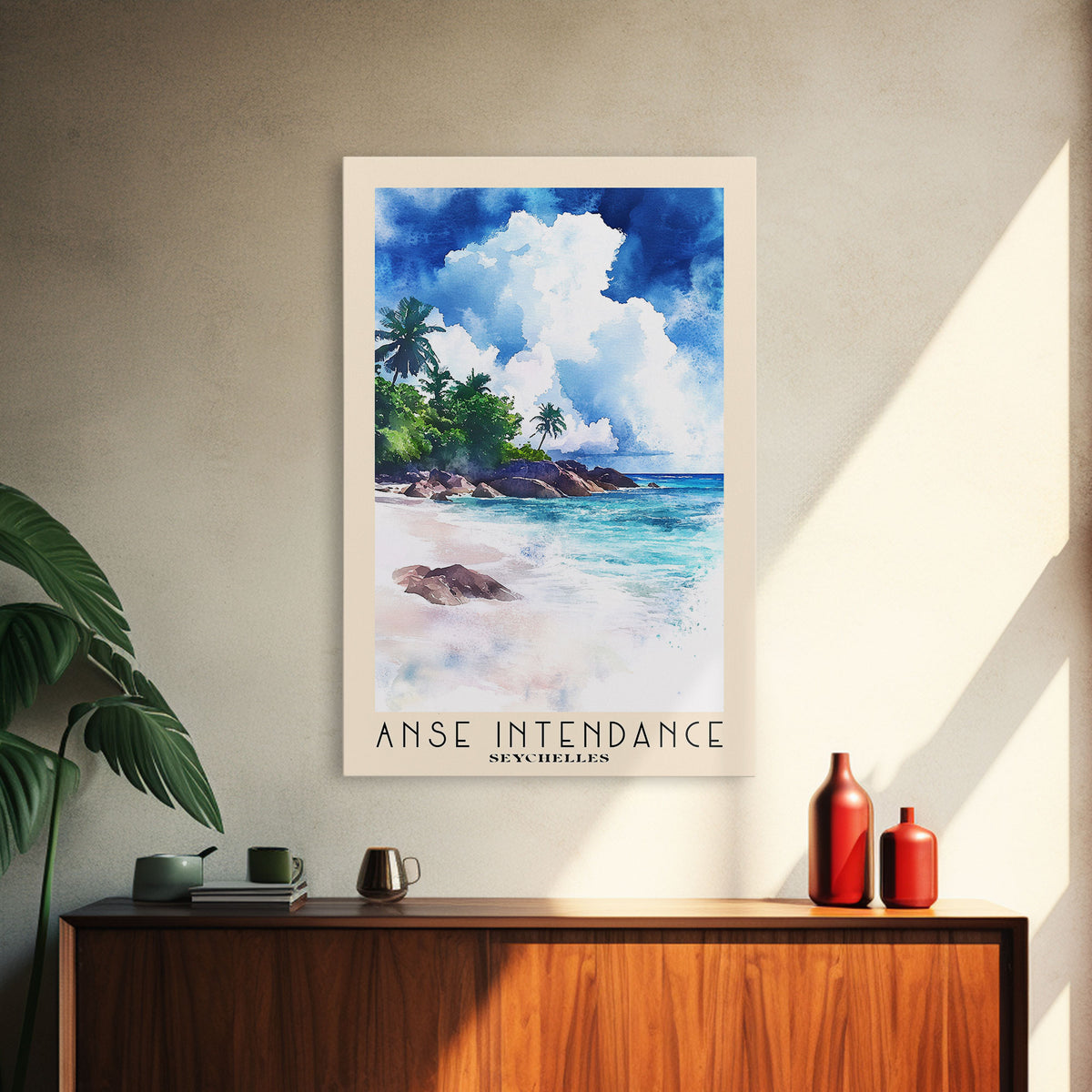 Anse Intendance, Seychelles Watercolor Print, Vacation Gift, Seychelles Wall Art, Vacation Wall Art, Vacatation Memories, Beach Decor, Beach Or Lakehouse Art
