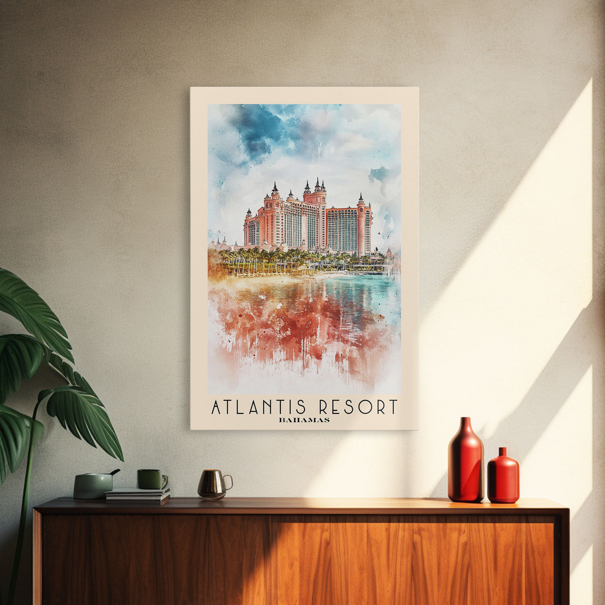 Atlantis Resort, Bahamas Watercolor Print, Vacation Gift, Bahamas Wall Art, Beach Painting, Beach Decor, Beach Or Lakehouse Art