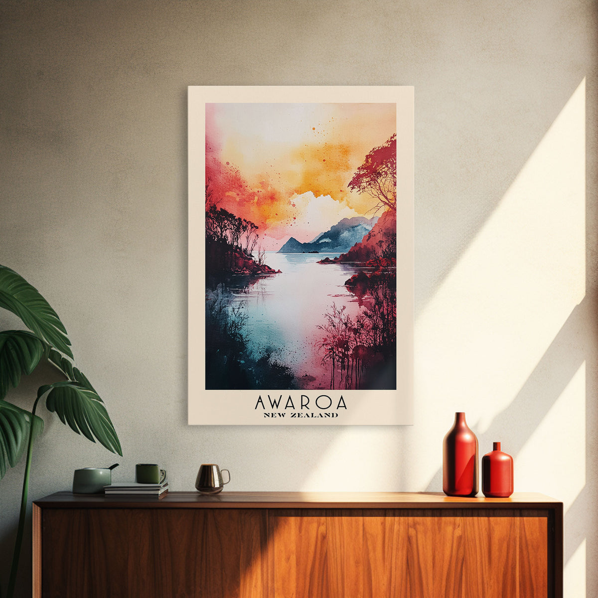 Awaroa, New Zealand Watercolor Print, Vacation Gift, New Zealand Wall Art, Vacation Wall Art, Vacatation Memories, Beach Decor, Beach Or Lakehouse Art