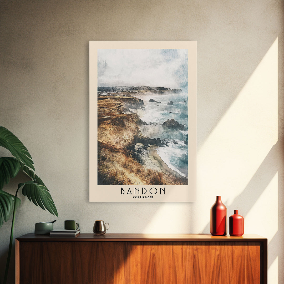 Bandon, Oregon Watercolor Beach Print, Vacation Gift, Oregon Wall Art, Beach Painting, Beach Decor, Beach Painting