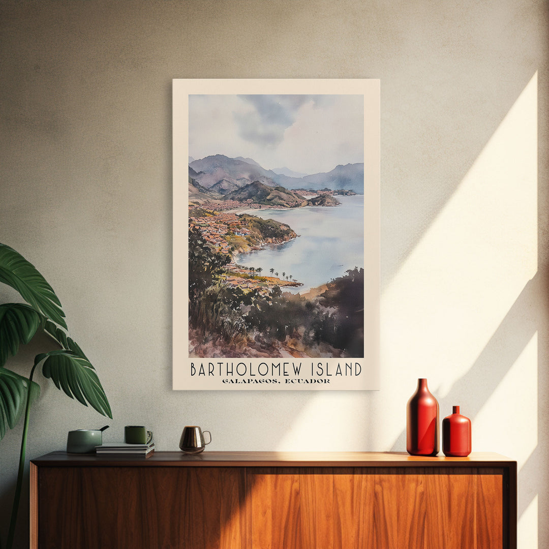 Bartholomew Island, Galapagos, Ecuador Watercolor Print, Vacation Gift, Galapagos, Ecuador Wall Art, Beach Painting, Beach Decor, Beach Or Lakehouse Art