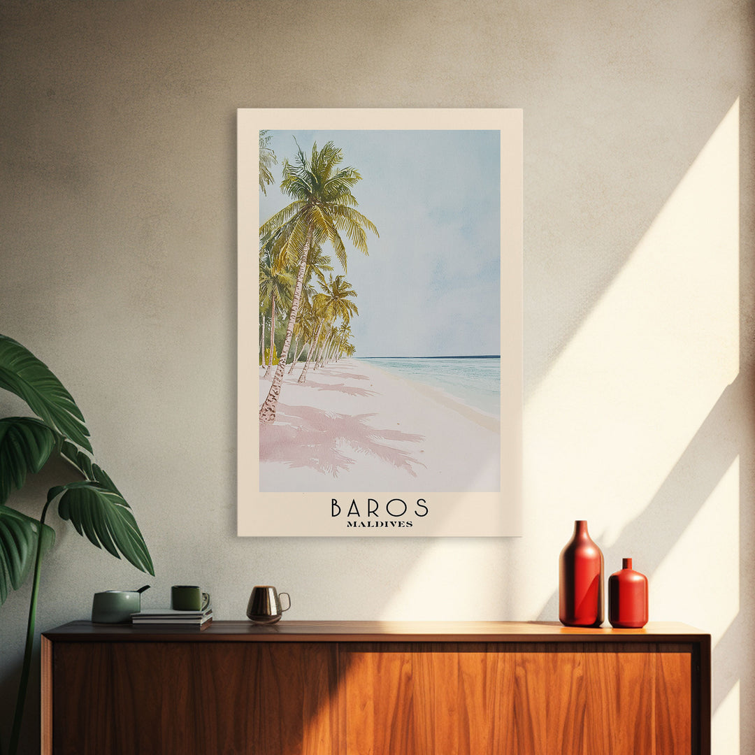 Baros, Maldives Watercolor Print, Vacation Gift, Maldives Wall Art, Vacation Wall Art, Vacatation Memories, Beach Decor, Beach Or Lakehouse Art
