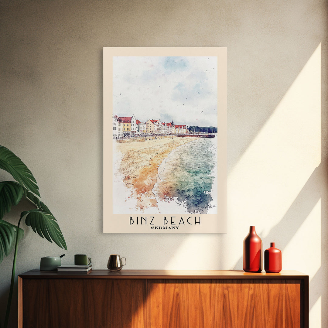 Binz Beach, Germany Watercolor Print, Vacation Gift, Germany Wall Art, Vacation Wall Art, Vacatation Memories, Beach Decor, Beach Or Lakehouse Art