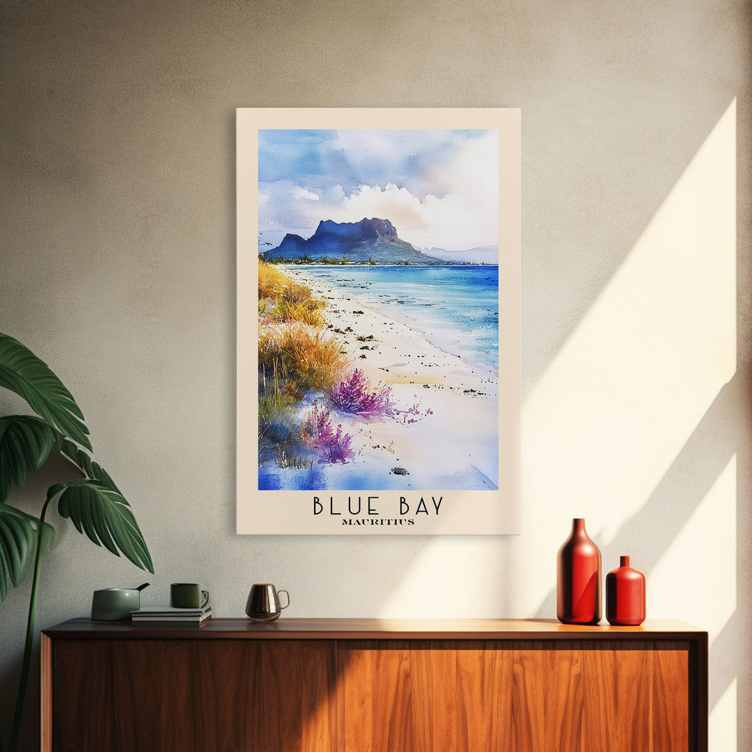 Blue Bay, Mauritius Watercolor Print, Vacation Gift, Mauritius Wall Art, Vacation Wall Art, Vacatation Memories, Beach Decor, Beach Or Lakehouse Art