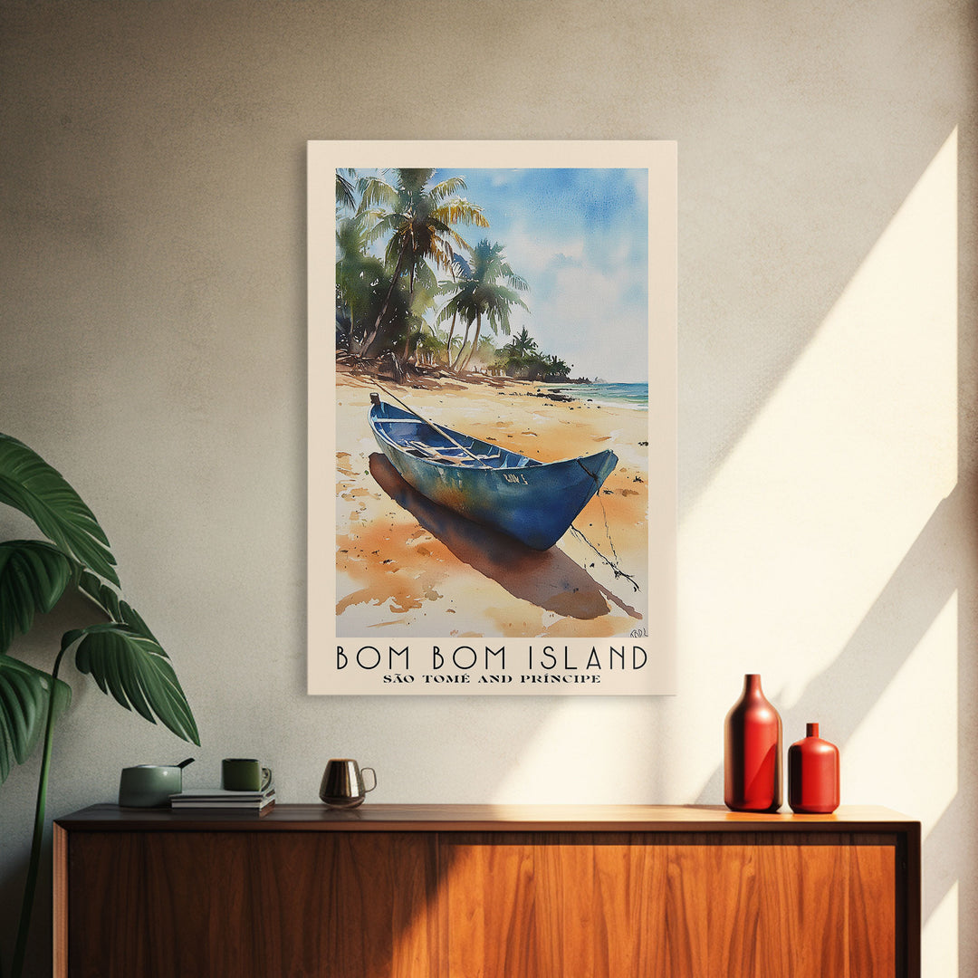 Bom Bom Island, São Tomé and Príncipe Watercolor Print, Vacation Gift, São Tomé and Príncipe Wall Art, Vacation Wall Art, Vacatation Memories, Beach Decor, Beach Or Lakehouse Art