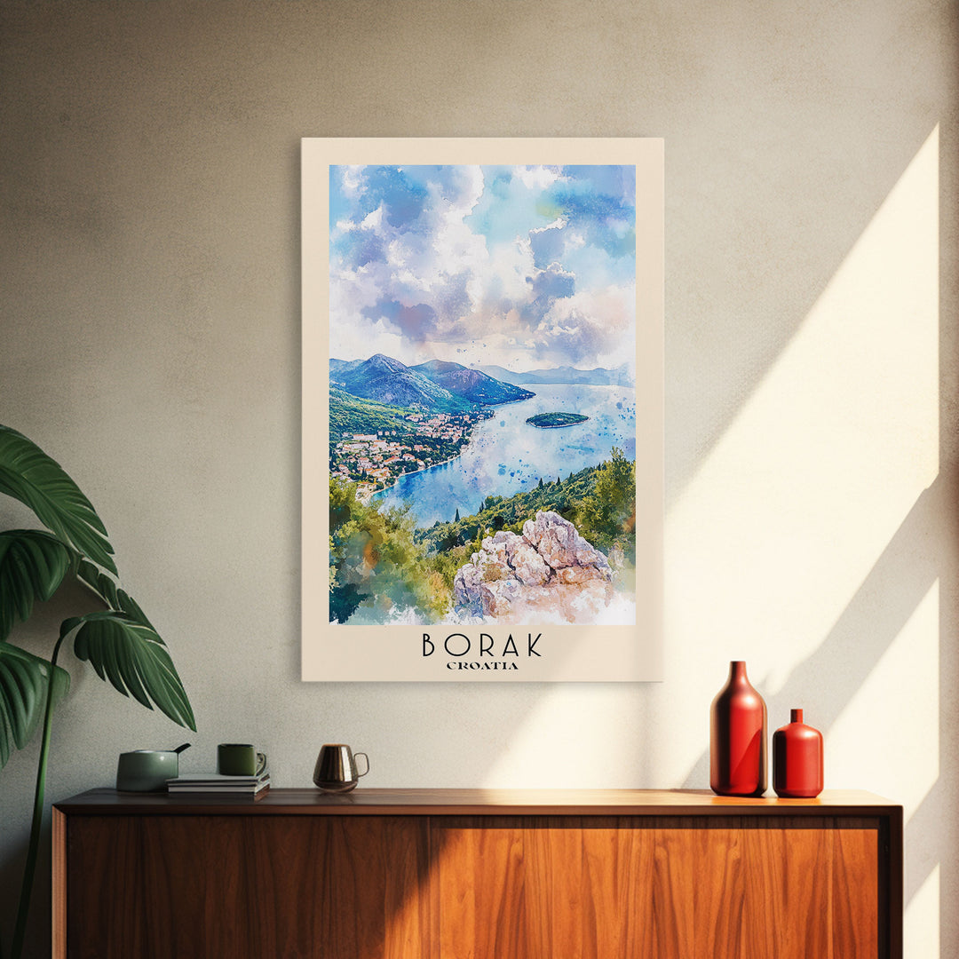 Borak, Croatia Watercolor Print, Vacation Gift, Croatia Wall Art, Beach Painting, Beach Decor, Beach Or Lakehouse Art