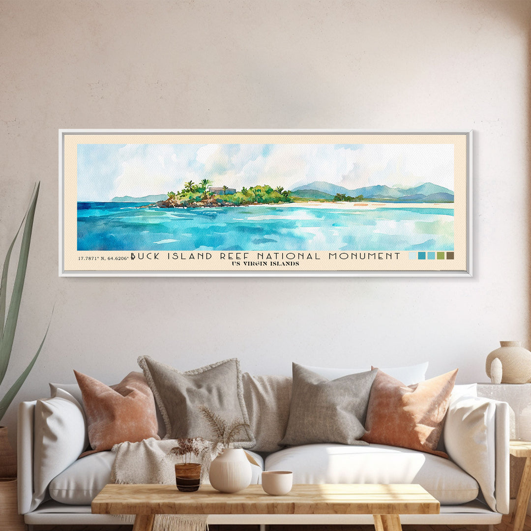 Buck Island Reef National Monument, US Virgin islands Watercolor Print, Vacation Gift, US Virgin islands Wall Art, Beach Painting, Beach Decor, Beach Or Lakehouse Art