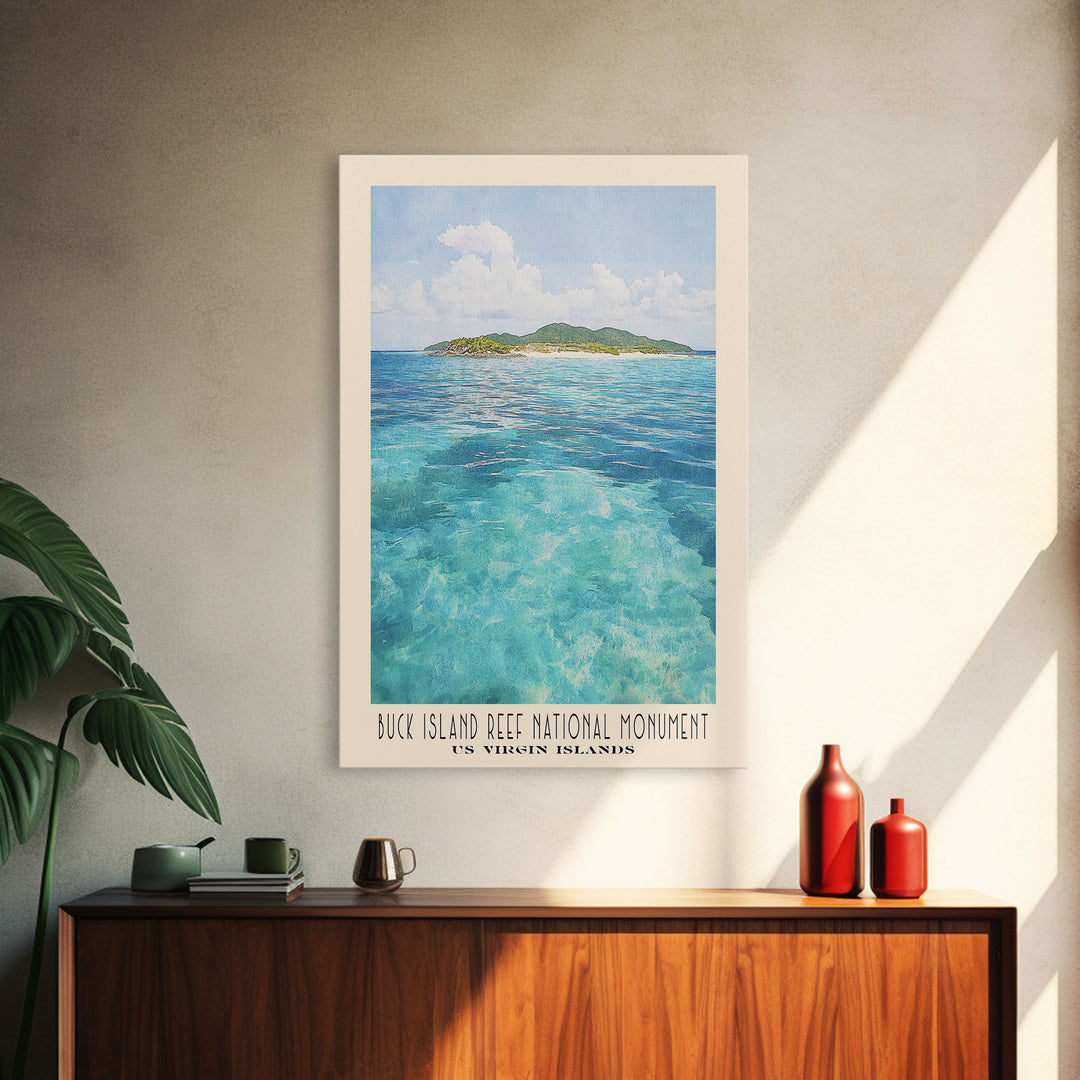 Buck Island Reef National Monument, US Virgin islands Watercolor Print, Vacation Gift, US Virgin islands Wall Art, Beach Painting, Beach Decor, Beach Or Lakehouse Art