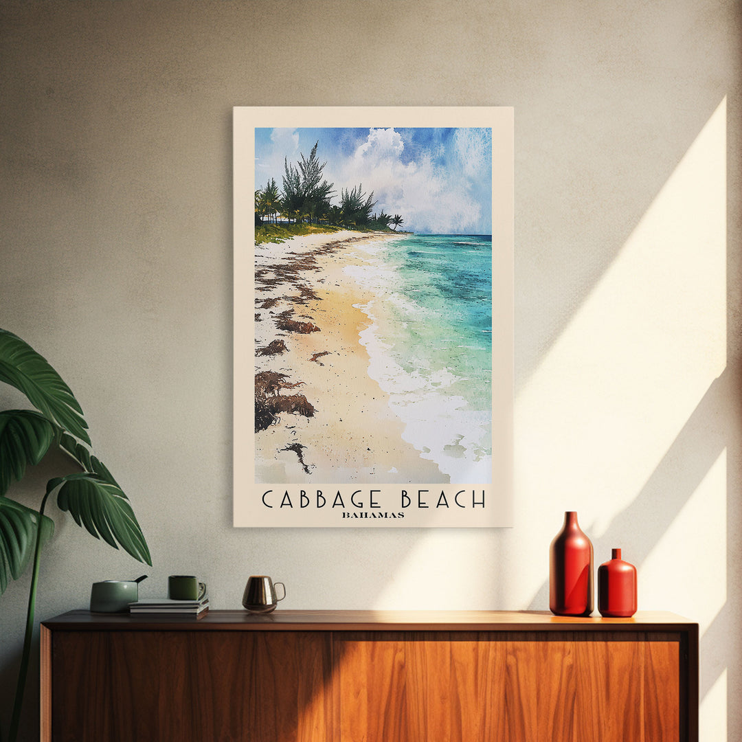 Cabbage Beach, Bahamas Watercolor Print, Vacation Gift, Bahamas Wall Art, Vacation Wall Art, Vacatation Memories, Beach Decor, Beach Or Lakehouse Art