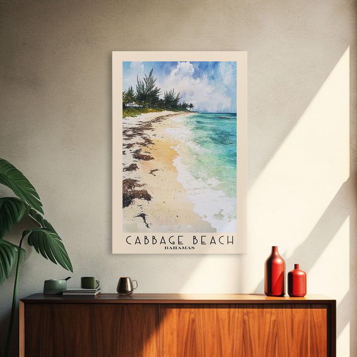 Cabbage Beach, Bahamas Watercolor Print, Vacation Gift, Bahamas Wall Art, Vacation Wall Art, Vacatation Memories, Beach Decor, Beach Or Lakehouse Art
