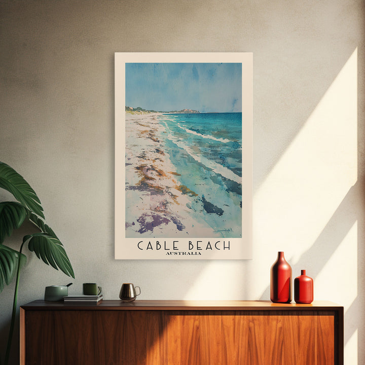 Cable Beach, Australia Watercolor Print, Vacation Gift, Australia Wall Art, Beach Painting, Beach Decor, Beach Or Lakehouse Art