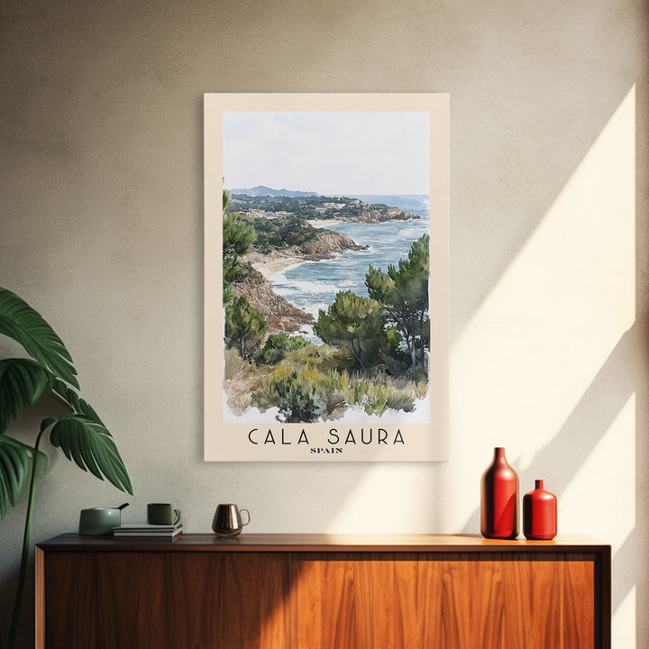 Cala Saura, Spain Watercolor Print, Vacation Gift, Spain Wall Art, Vacation Wall Art, Vacatation Memories, Beach Decor, Beach Or Lakehouse Art