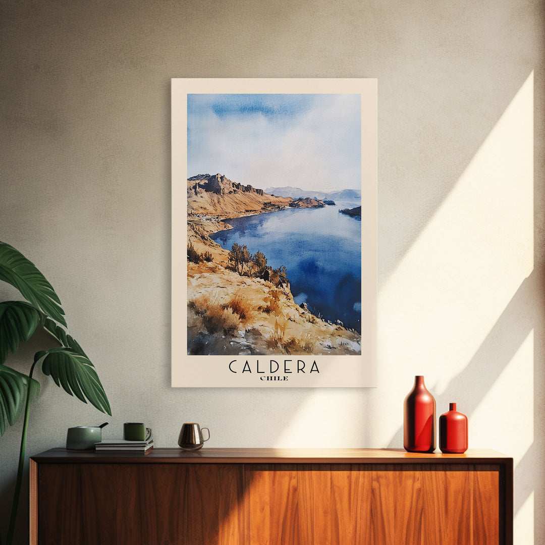 Caldera, Chile Watercolor Print, Vacation Gift, Chile Wall Art, Beach Painting, Beach Decor, Large Wall Art, Wood Frame Art