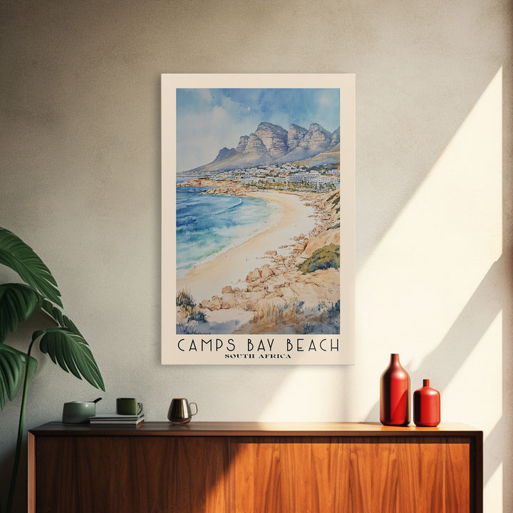 Camps Bay Beach, South Africa Watercolor Print, Vacation Gift, South Africa Wall Art, Beach Painting, Beach Decor, Beach Or Lakehouse Art
