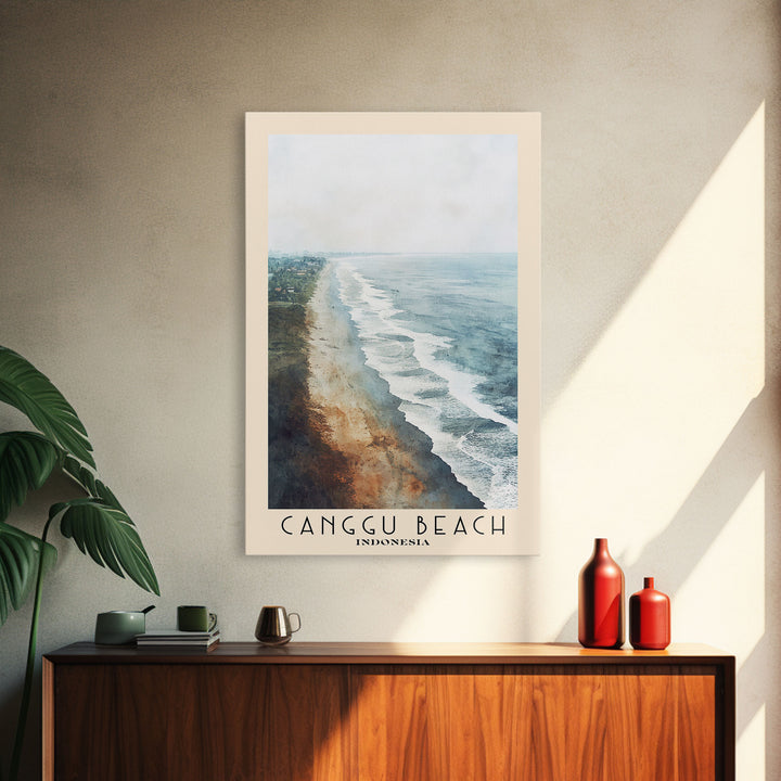 Canggu Beach, Indonesia Watercolor Print, Vacation Gift, Indonesia Wall Art, Beach Painting, Beach Decor, Large Wall Art, Wood Frame Art