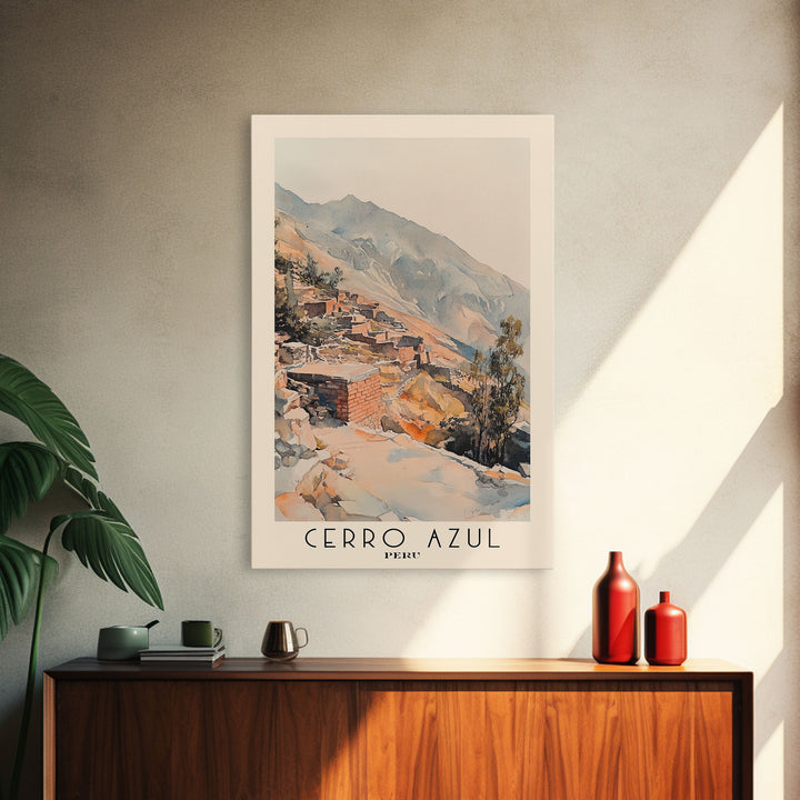 Cerro Azul, Peru Watercolor Print, Vacation Gift, Peru Wall Art, Vacation Wall Art, Vacatation Memories, Beach Decor, Beach Or Lakehouse Art
