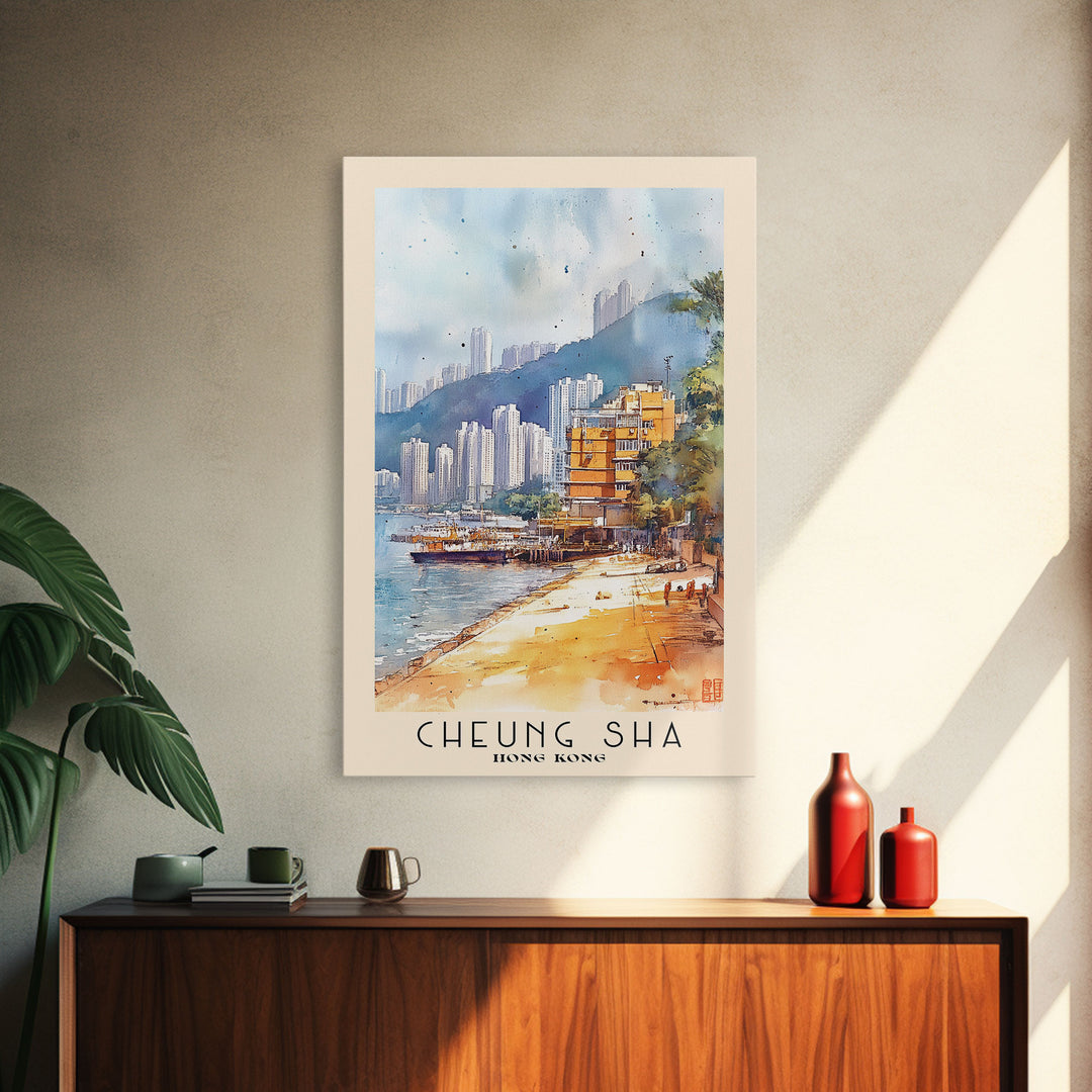 Cheung Sha, Hong Kong Watercolor Print, Vacation Gift, Hong Kong Wall Art, Vacation Wall Art, Vacatation Memories, Beach Decor, Beach Or Lakehouse Art