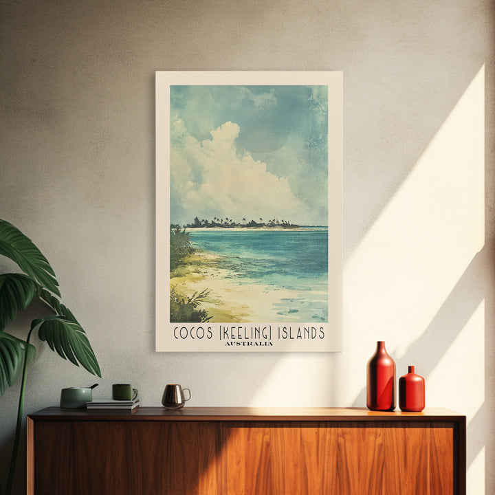 Cocos (Keeling) Islands, Australia Watercolor Print, Vacation Gift, Australia Wall Art, Beach Painting, Beach Decor, Beach Or Lakehouse Art