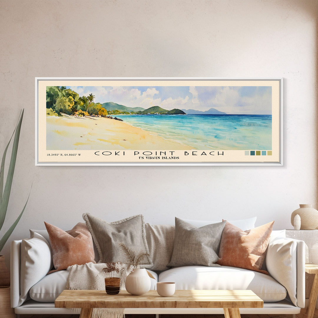 Coki Point Beach, US Virgin islands Watercolor Print, Vacation Gift, US Virgin islands Wall Art, Vacation Wall Art, Vacatation Memories, Beach Decor, Beach Or Lakehouse Art
