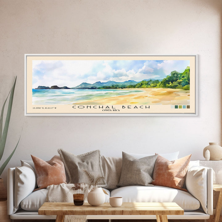 Conchal Beach, Costa Rica Watercolor Print, Vacation Gift, Costa Rica Wall Art, Vacation Wall Art, Vacatation Memories, Beach Decor, Beach Or Lakehouse Art