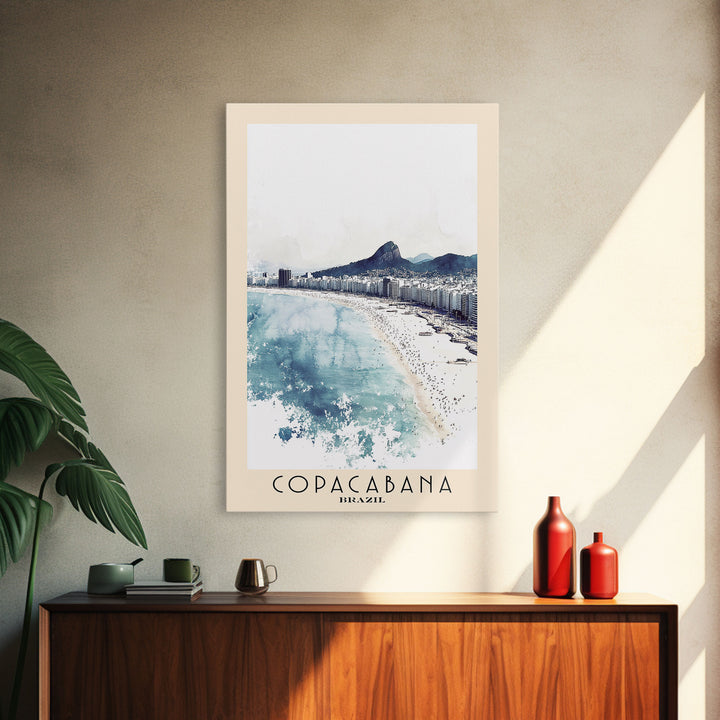 Copacabana, Brazil Watercolor Print, Vacation Gift, Brazil Wall Art, Beach Painting, Beach Decor, Beach Or Lakehouse Art