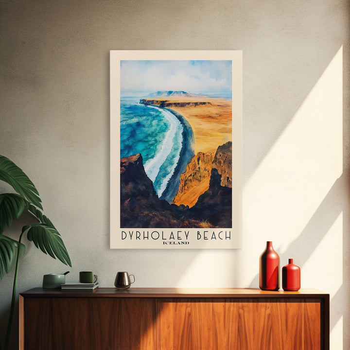 Dyrholaey Beach, Iceland Watercolor Print, Vacation Gift, Iceland Wall Art, Beach Painting, Beach Decor, Beach Or Lakehouse Art
