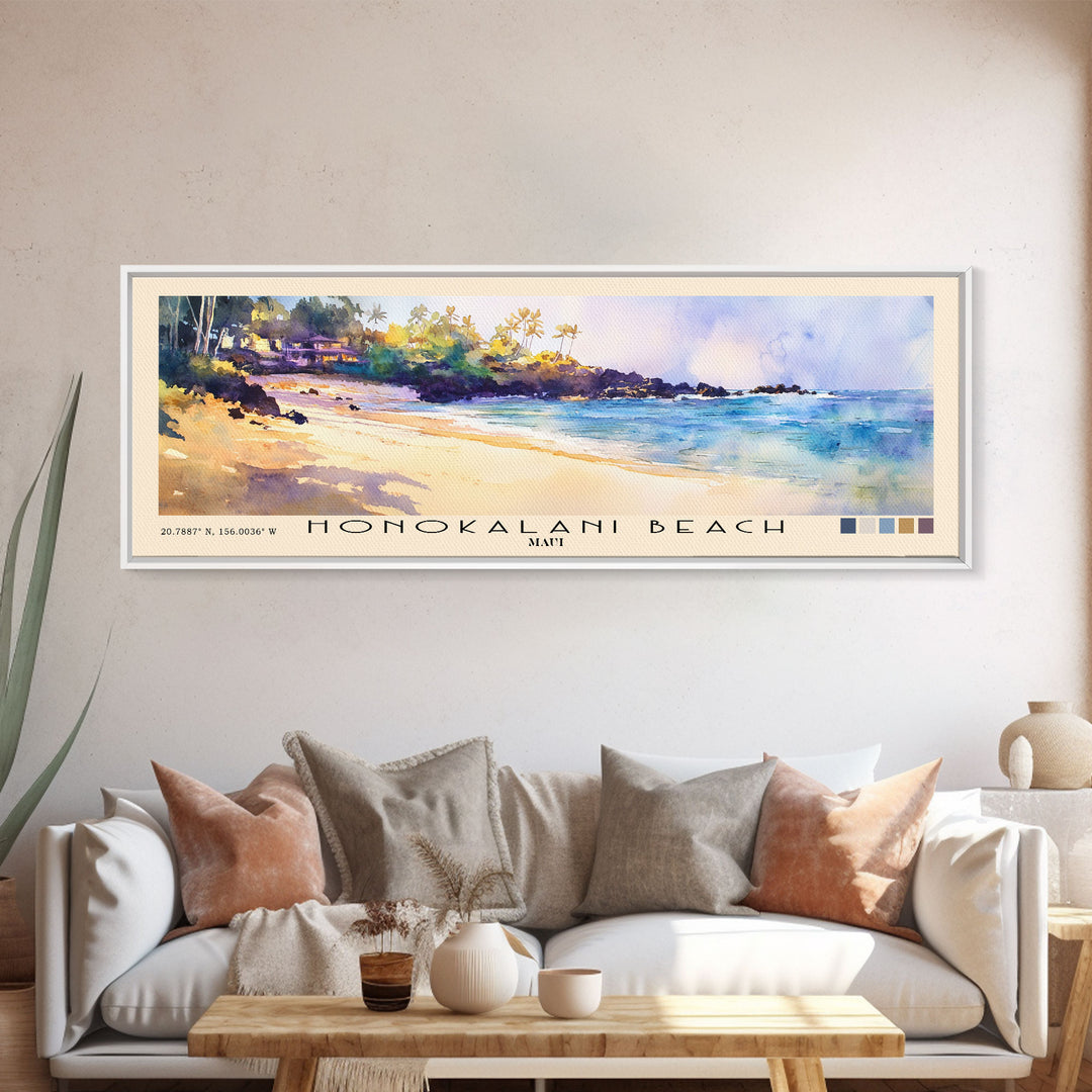 Honokalani Beach, Maui Watercolor Beach Print, Vacation Gift, Maui Wall Art, Beach Painting, Beach Decor, Beach Painting